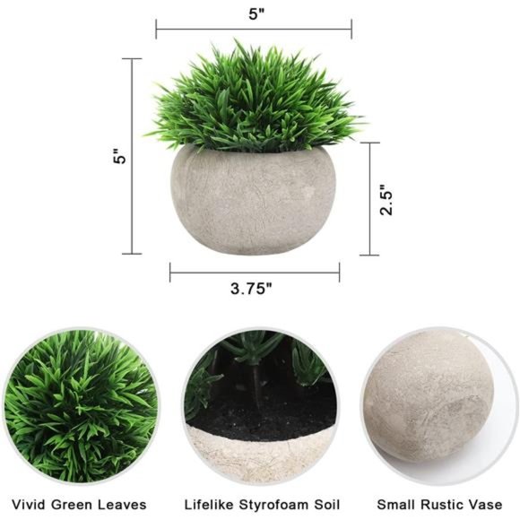 2 Pcs Fake Plants for Bathroom/Home Office Decor, Small Artificial Faux Greenery - Picture 6 of 6